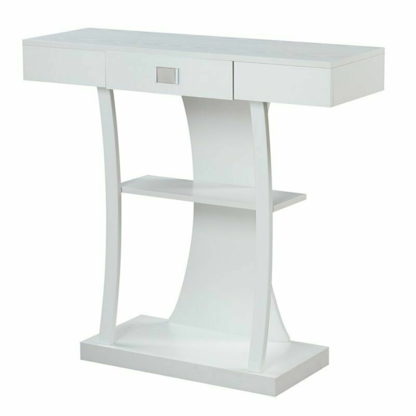 Convenience Concepts Newport Harri Console Table in White Wood Finish 2