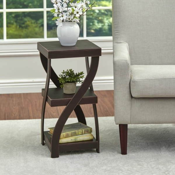 Twisted Side Table - Modern Accent Table with Distressed Finish 2