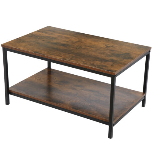 Rustic Wood Coffee Table Rectangular Coffee Table with Storage Shelf Durable 31 3