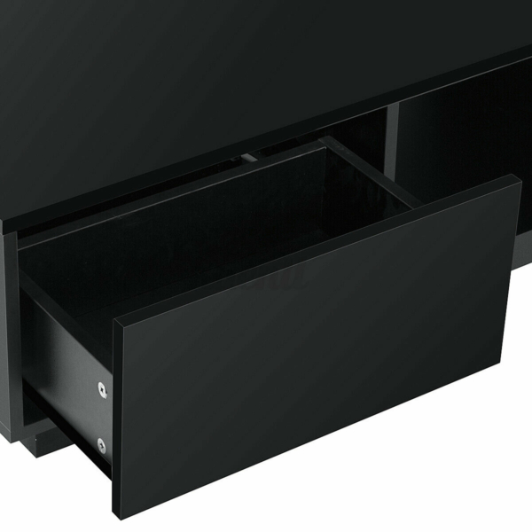 WoodyHome High Gloss LED Coffee Table with 2 Drawers Storage Black 9