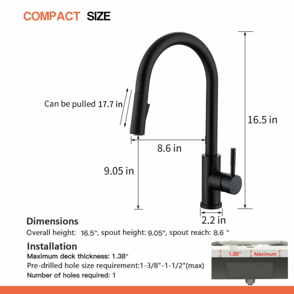 Automatic Touch Sensor Swivel Kitchen Faucet with Pull down Sprayer Matte Black 8