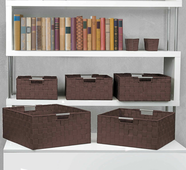 7-Pack Storage Box Set for Closet & Shelves - Woven Fabric Basket Organizer Bins