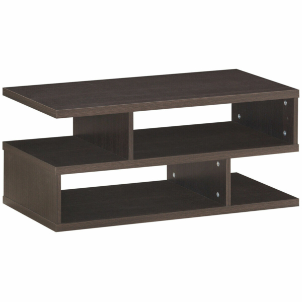 Rectangular Coffee Table w/Storage Display Open Shelves 8
