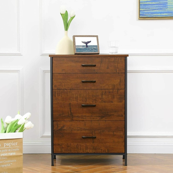 Hasuit Collection 4 Drawer Dresser Furniture Cabinet - Walnut 5