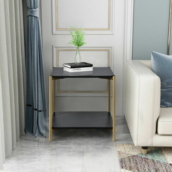 Braxton 2 Tier Black and Gold End Table 4