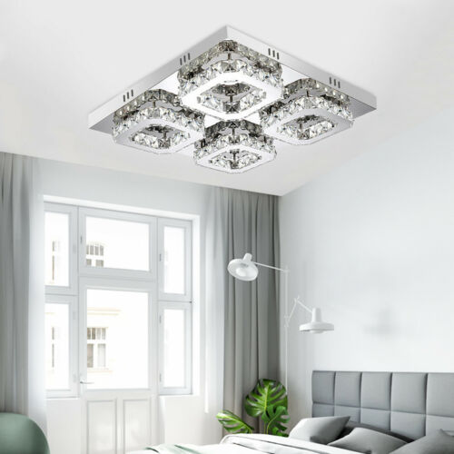 Modern Crystal LED Ceiling Light Chandelier Fixture Flush Mount Pendant Lamp 2