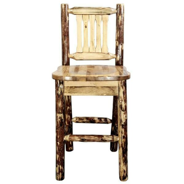 Montana Woodworks Glacier Country 30" Wood Barstool with Back Brown 3