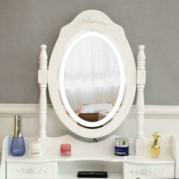 Vanity Table Set with Lighted Mirror Makeup Dressing Table with Light Led Mirror 8