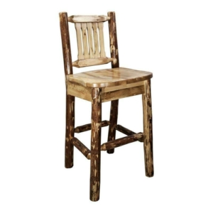 Montana Woodworks Glacier Country 30" Wood Barstool with Back Brown