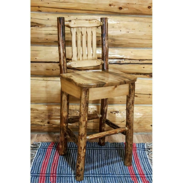 Montana Woodworks Glacier Country 30" Wood Barstool with Back Brown 1