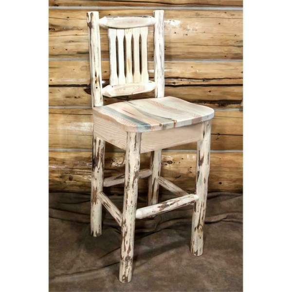 Montana Woodworks 30"Transitional Wood Barstool with Ergonomic Seat in Natural 1