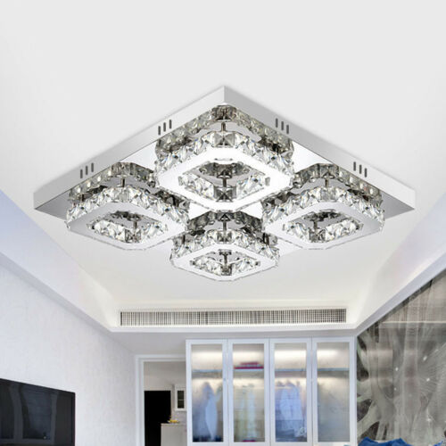 Modern Crystal LED Ceiling Light Chandelier Fixture Flush Mount Pendant Lamp 11