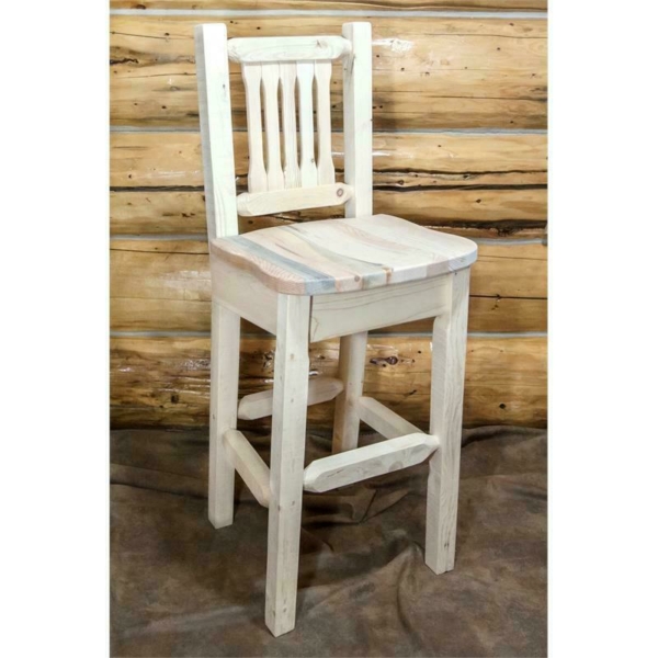 Montana Woodworks Homestead 30" Barstool with Ergonomic Wooden Seat in Natural 2