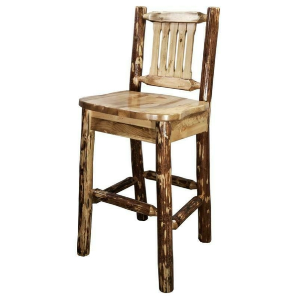 Montana Woodworks Glacier Country 30" Wood Barstool with Back Brown 2