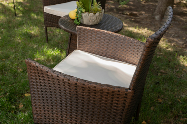 3 Piece Outdoor Wicker Chair Set Rattan Patio Furniture Seat Cushions with Table 4