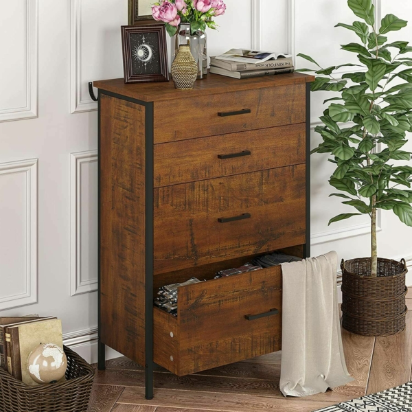Hasuit Collection 4 Drawer Dresser Furniture Cabinet - Walnut 6