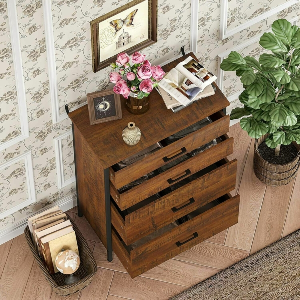 Hasuit Collection 4 Drawer Dresser Furniture Cabinet - Walnut 8