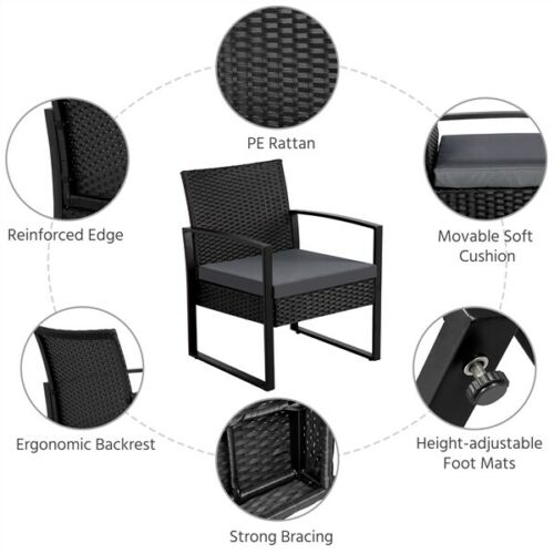 Patio Bistro Set 3 Pieces Outdoor Wicker Chair Patio Rattan Furniture 5