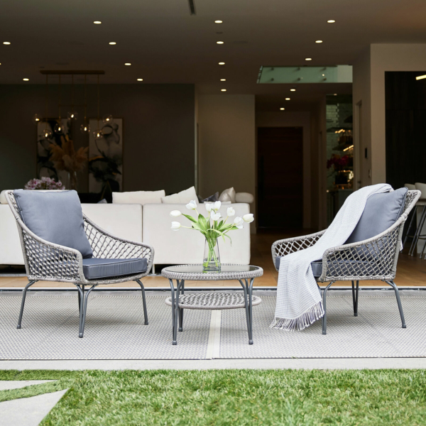 Rattan Wicker Furniture Set 3PC Cushioned Outdoor Garden Seat Patio Sofa Chairs