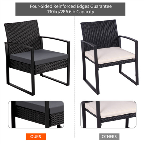 Patio Bistro Set 3 Pieces Outdoor Wicker Chair Patio Rattan Furniture 8