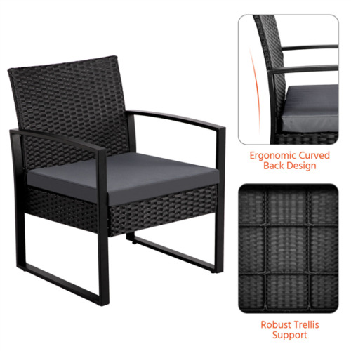 Patio Bistro Set 3 Pieces Outdoor Wicker Chair Patio Rattan Furniture 4